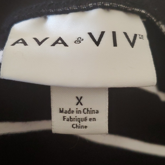 Ava Viv Black and White Stretch Midi Skirt 1X - Picture 3 of 5